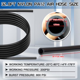 Air Line Service Replacement Kit for Air Bags Suspension,1/4" Air Line 32.8 FT PA Hose Tubing,1/4" Union Tee Elbow DOT Air Push To Connect Fittings, Schrader Valve (1/4”)