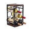 SODUKU Rustic Wood Countertop Wine Rack 6 Bottles No Need