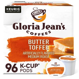Gloria Jean's Coffees Butter Toffee, Single-Serve Keurig K-Cup Pods, Flavored Medium Roast Coffee, 96 Count