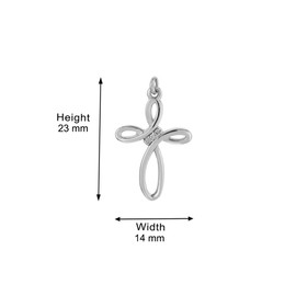 Vanbelle Sterling Silver Diamond Accent - Rhodium Plated with 925 Stamp - Fancy Cross Pendant Necklace with White Cut Diamond - Elegant Handcrafted for Women - 16" Long + 2" Extender