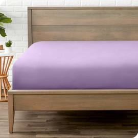Bare Home Fitted Bottom Sheet Twin - Premium 1800 Microfiber - Ultra-Soft Wrinkle Free - Deep Pocket - Fitted Sheet (Twin, Lavender)