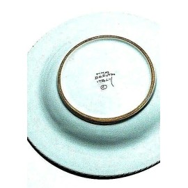 Deruta Ceramic Blue Rooster Rim Soup Plate White Base 10in