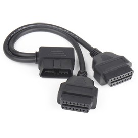 Right Angle OBD2 16 Pin OBD II Splitter Extension 1x Male and 2X Female Y Extension Cable Adapter Automotive Accessories Universal for All OBD2 Vehicles (16 pin Y Cable 30cm)