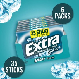Extra Polar Ice Sugarfree Chewing Gum, 35-stick Packs (Pack of 6) Snack Bubblegum