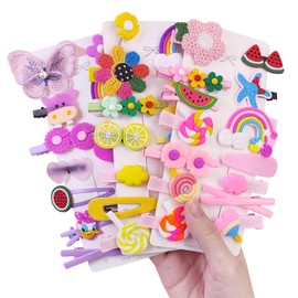 HFZRZFH 42 Piece Hair Clip Set for Girls and Toddlers - Adorable Fruit and Animal Patterns in Vibrant Colors
