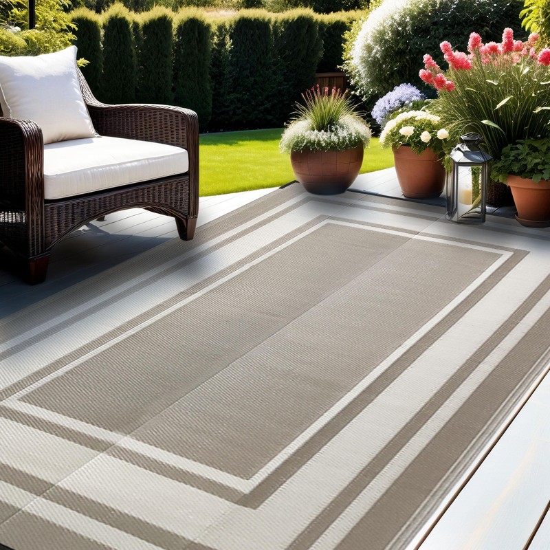 RURALITY Outdoor Rugs 8x10 Waterproof for Patios Clearance,Plastic Straw Mats