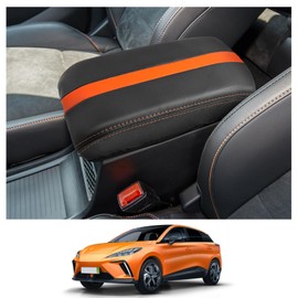 CDEFG Compatible with MG4 MG 4 2024 2023 2022 Centre Armrest Armrest Lid Cover Scratch Protection Centre Console Faux Leather Armrest Box Cover Car MG4 EV Accessories (Orange)