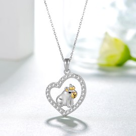 CVRAVO Capybara Necklace 925 Sterling Silver Capybara Necklace for Women Animal Capybara jewelry Gifts for Women
