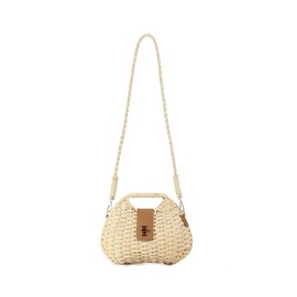 YOUSIS Straw Bag Women Woven Summer Beach Straw Purse Handbag Basket Shape Bags (Beige)