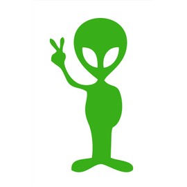 STICKER DAD Alien Peace Sign Vinyl Decal - Size:7", Color: Green - Windows, Walls, Bumpers, Laptop, Lockers, etc.