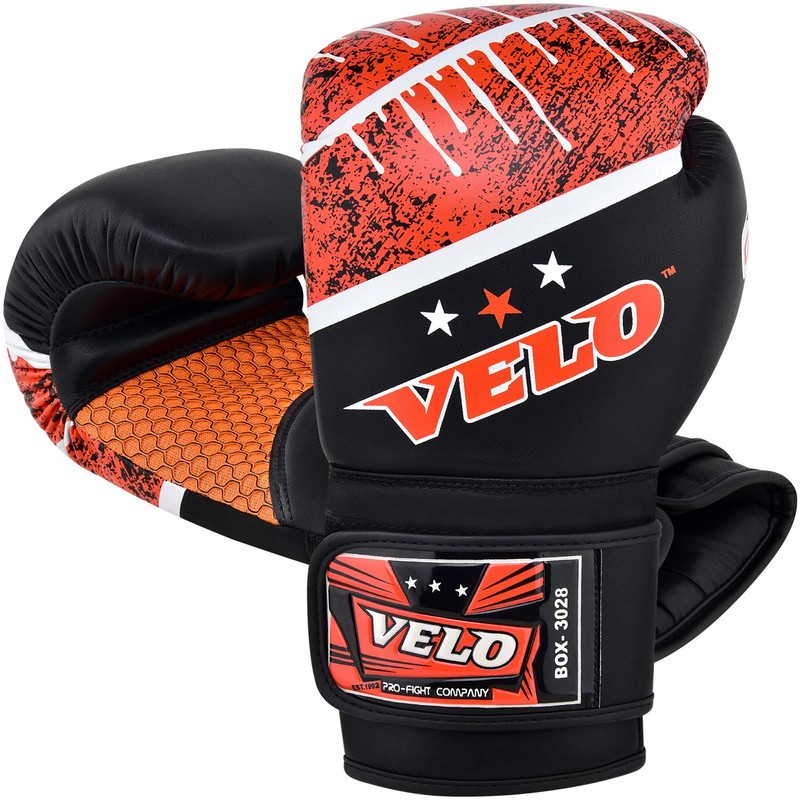 VELO Boxing Gloves Leather Muay Thai Training Punching Bag Mitts
