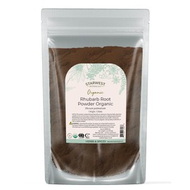 Starwest Botanicals Rhubarb Root Powder Organic - Dried Herb for Tea, Baking, & Herbal Blends, Pure Rheum Palmatum, Digestion Support, Certified Kosher, Non-GMO - 4 oz Pouch