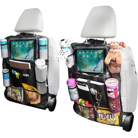 Seat Organizer With Touch Screen Tablet Holder And Multiple Pockets   Accessories Heavy Duty Oxford Fabric Backseat  Organizer Protectors Kick Mats for   - 2 Packs - Color: 1-Pack