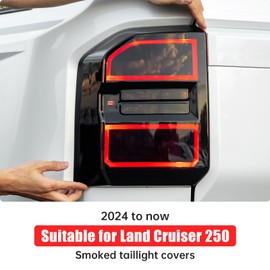Smoked Tail Light Cover for 2024 2025 Toyota Land Cruiser 250&1958 Prado LC250 J250 Tail Light Decorative Strip Frame Protective Cover Exterior Blackout Supplies Tuning Accessories