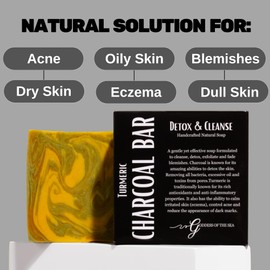 Turmeric Charcoal Bar – Natural Face & Body Soap for Acne, Dark Spots & Detox | Even Skin Tone | Deep Cleansing | Handmade, Organic, Vegan with Activated Charcoal & Turmeric (1)