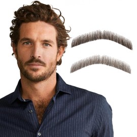 Prejoye Realistic Mustache Human Hair, Handmade Fake Beards with Invisible Soft Lace, Natural Looking Costume Facial Hair (M01 Brown)