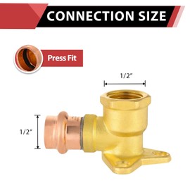 EFIELD 1/2" Copper Press Fit x 1/2" Female NPT Drop Ear 90-Degree Elbow Plumbing Fittings, LBP Design (1),(PRESS019-1PCS)