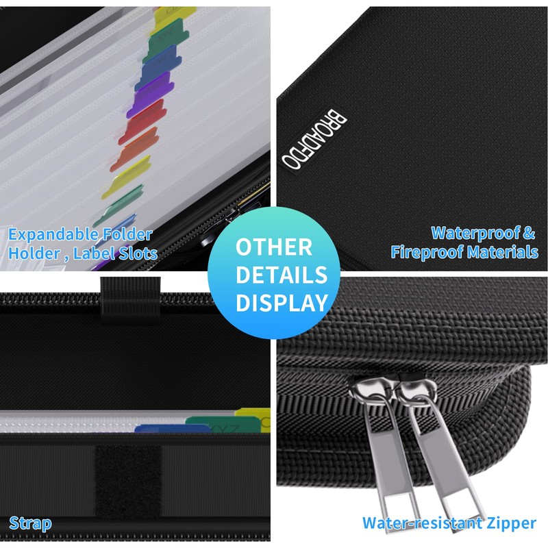 BroadFDO Fireproof & Waterproof Accordion File Organizer, 13-Pocket Expanding Document
