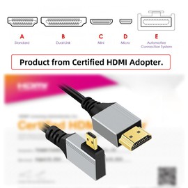 xiwai Left Angled HDTV 90 Degree Micro HDMI 2.1 Ultra Thin Cable 8K 4K Hyper Super Flexible Slim Cord Type-A to Type-D for Camera Monitor, 0.5m/1.5ft