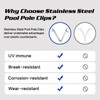 LOVUFIR 5PCS Pool Pole Clips, V-Shaped Stainless Steel Pool Brush