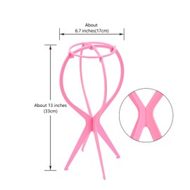 YTBYT 3 Pcs Wig Stand Wig Holder Portable Collapsible Wig Head Stand for Women Displaying Wigs ( Pink )