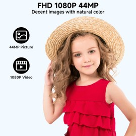 Digital Camera, 44MP FHD 1080P Camera for Kid with 16X Zoom Anti Shake, Compact Small Camera with 32GB SD Card, Digital Camera for Teens for Teens Girls Kids Adults(Black)