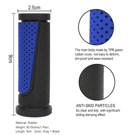 TOPCABIN Bike Grips Short Mini Bicycle Handlebar Grips Fit Many Standard Bikes 2PCS 90MM Length (Black + Navy blue)