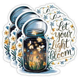 (3Pcs) Let Your Light Bloom Stickers Motivational Quotes Stickers Decal Waterproof Vinyl Stickers Adult for Laptop Kindle Car Tumbler Water Bottle Mug Phone Notebook Size 3”x3”