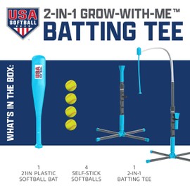 Franklin Sports Franklin Sports Kids, Adjustable Youth Hitting [Tee] - 2-in-1 Grow-with-Me - Perfect for [Tee]ball and [Softball] Training, Blue/Grey
