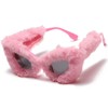 LASPOR Women Plush Fuzzy Cat Eye Sunglasses Punk Soft Velvet