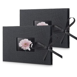 2 Pack Small Photo Album 4x6, Fabmaker Each Picture Album Holds 24 Horizontal Photos, Linen Cover Picture Photo Book with Front Window, Mini Brag Books for 4x6 Pictures, Artwork or Postcards Storage