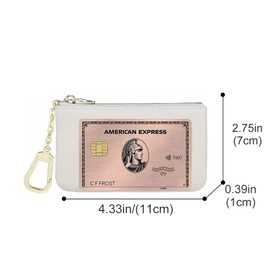 Veki Coin Purse Change Mini Purse Wallet With Key Chain Ring Zipper for Men Women Fashionable Bag Key Chain Pendant Leather Classic Clutch Purse (Solid color-White)