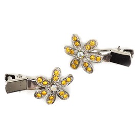 Teri's Boutique Cute Six Petals Flower Rhinestones Bright Crystals Fashion Hair Accessory One Point Hair Clip Pins 1 pair (Orange)