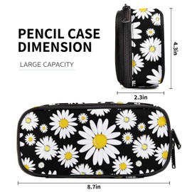GOWRACOG Little Daisy Pencil Case Pen Bag with Daisy for Girl,Daisy Pen CasePencil Bag for Boy,Capacity Daisy Pencil Pouch with Zipper for Kids,Organizer For School Home Desk Office