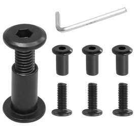 Biaungdo 15 Sets M6x16mm Hex Drive Socket Cap Bolt, Black Furniture Joint Connector Bolts Cap Nuts M6 Binding Post Countersunk Screw Barrel Nuts Assortment Kit with Allen Wrench for Furniture, Belt
