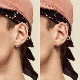 INFINIONLY Men's Stainless Steel Feather Hoop Earrings for Women Teenagers Boys Feather Earrings Fashion Stainless Steel Pierced Earrings, Stainless Steel