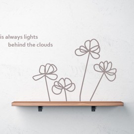 ROOMplus Blossom Wall Sticker Flower Transfer Plants Monotone Scandinavian (Normal Gray)