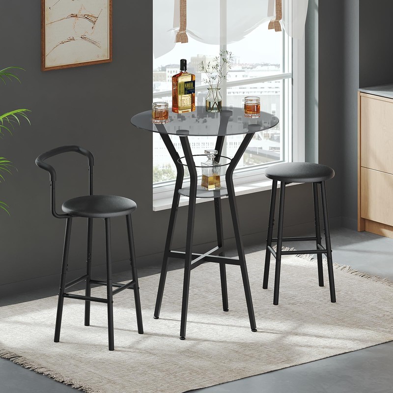 YATINEY Bar Table, 2-Tier Round High Top Table, Pub Table,