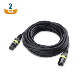 Cable Matters 2-Pack 22AWG Stage Light DMX Cable 50ft / 15.2m with 3-Pin XLR Connector, 3 Pin XLR Male to Female DMX Lighting Cable