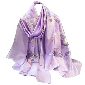 NUWEERIR Womens 100% Large Mulberry Silk Scarf Long Satin Scarf Fashion Lightweight Wraps