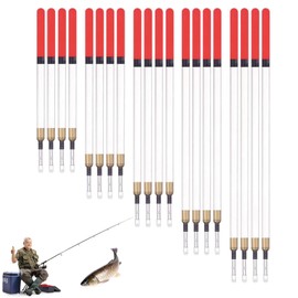 JNGTKL 20 Pcs Fishing Floats, Red Straight Insert Transparent Float Fishing Kit, Fishing Accessary for Fishing Lovers, Suitable for Fishing in Stillwater and Running Waters (5 Sizes)