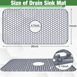 Sink Protectors for Kitchen Sink Mat - 26"x 14" Kitchen Sink Mat for Bottom of Sink for Protection of Stainless Steel Sink and Tableware, Farmhouse Rubber Sink Mat Protector with Center Drain (Grey)