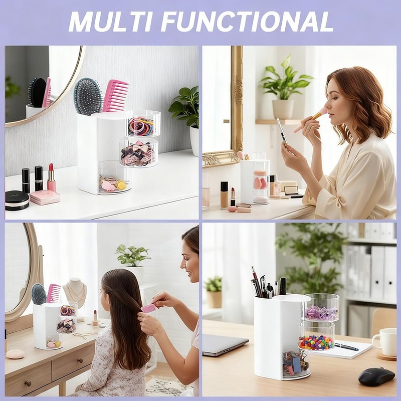 3-Layer Hair Accessories Organizer with Hair Brush Holder