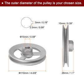 sourcing map Industrial Sewing Machine Clutch Motor Pulley 15mm Inner 110mm Outer Dia Aluminum Electric Transfer Wheel Pulley