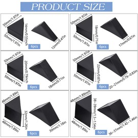 BENECREAT 36 Pieces 6 Sizes Triangle Protectors, Translucent Plastic Corner Protectors, Covers Edge Protectors for Picture Frames, Mirrors, Ceramic Glass, Transparent Protection, Black