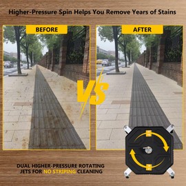 OCPTY 16.5" Pressure Washer Surface Cleaner with 4 Wheels 1/4" Quick Connector and Washer Accessories,4.0 GPM Pressure Washer Attachments for Concrete, Patio, Sidewalk, Deck and Driveways,4000 PSI