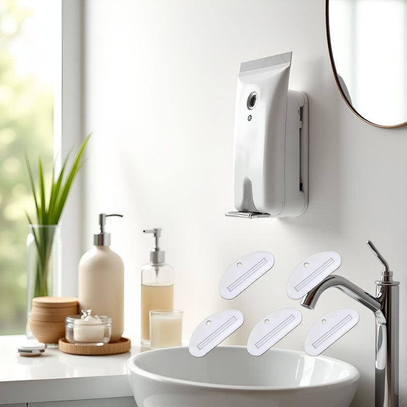 5Pcs White Toothpaste Squeezer, Plastic Toothpaste Tube Squeezer Dispenser, Toothpaste