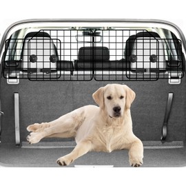 38-63.4 Inches Dog Car Barrier for SUVs, Van, Vehicles, Adjustable Large Pet Barriers, Universal Fit Heavy-Duty Wire Mesh Dog Guard, Foldable Divider Gate for Truck Cargo Area, Safety Car Divider