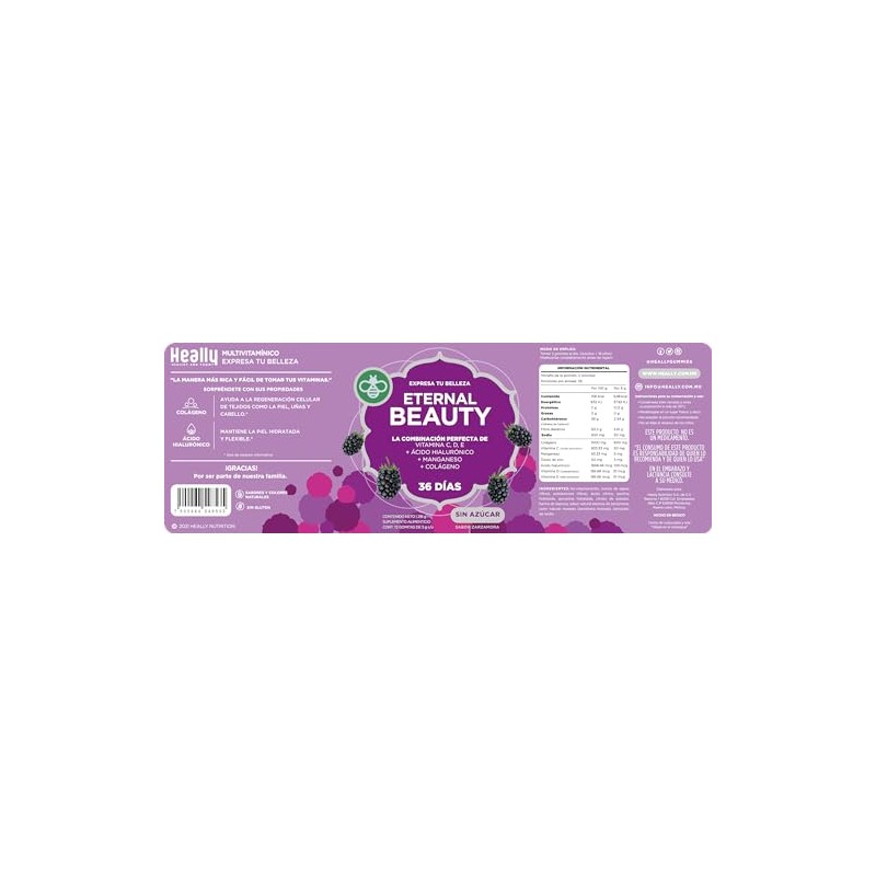 Multivitamnico Colgeno Eternal Beauty, Gomitas, Para una Piel Saludable, Sabor
