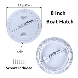 White Boat Hatch 8 Inch Round Non Slip Inspection Hatch w/Detachable Cover for Marine Boat Yacht RV (Screws Included)